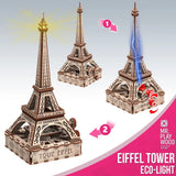 Mr.Playwood Mechanical Eiffel Tower (with Eco-light) Puzzle -Wooden 3D Model DIY Model