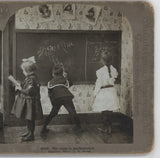 Students doing Math on the Black Board Universal Photo Art Stereoview 1904 Model