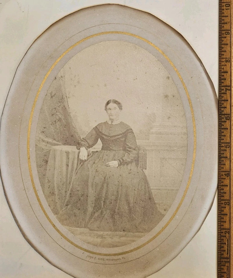 c1870 Large Oval Albumen Victorian Woman John F Nice Williamsport PA Photo Model