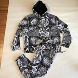 OH SNAP! Mens Black/ White LS Pockets Hoodie Pullover/ Pants Outfit Sz XL Model