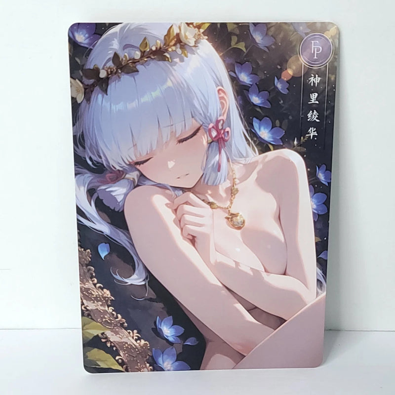 Ayaka Blue River Flowers FP Shiny Waifu Card Anime Wall Art Oversized Board A5 Model