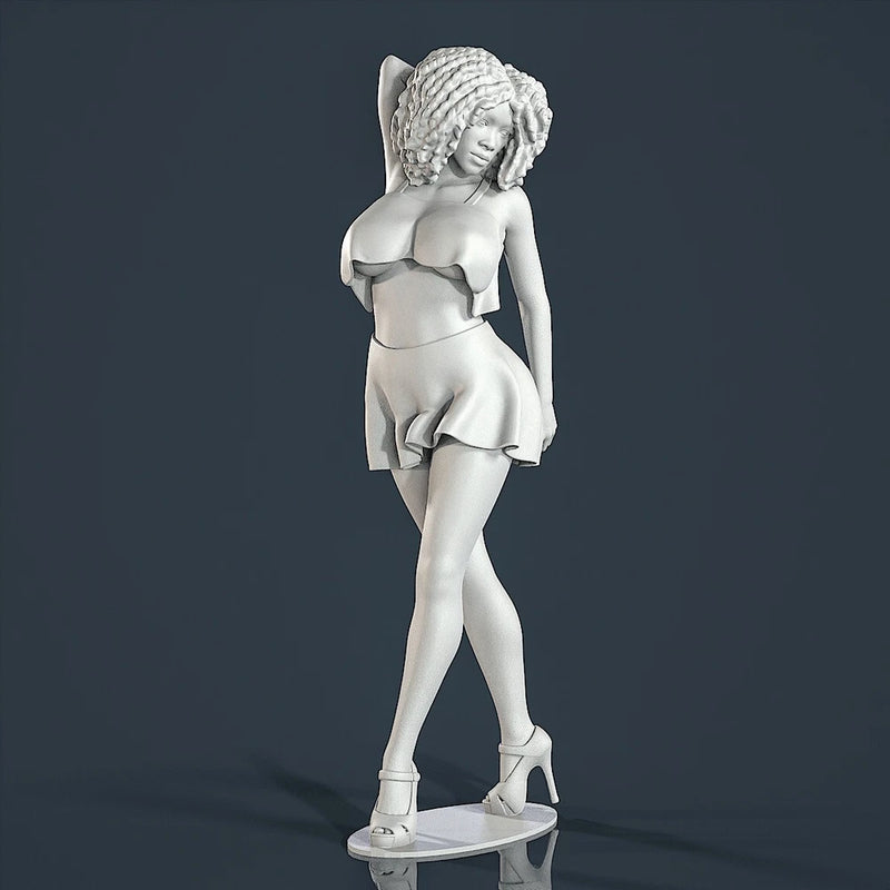Unpainted resin figurine. Woman girl ebony beauty model 1/18 1/24 1/32 1/43 Model