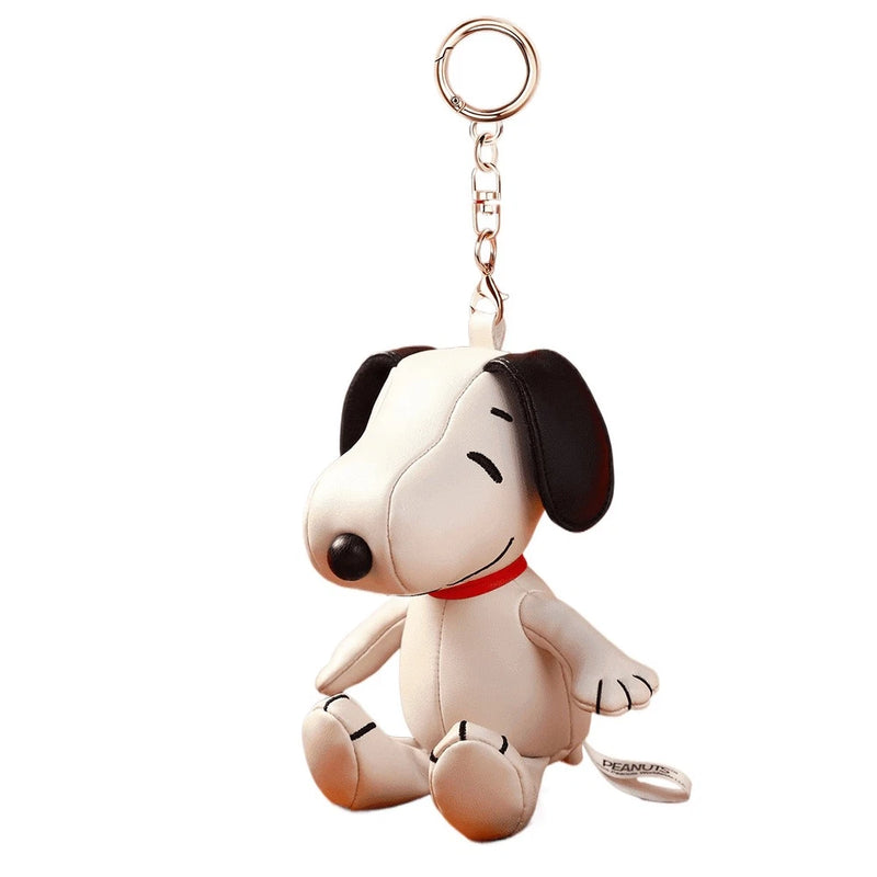 Snoopy PU Leather Cute Anime Figure Bag Pendant Charm Keychain 13cm Model
