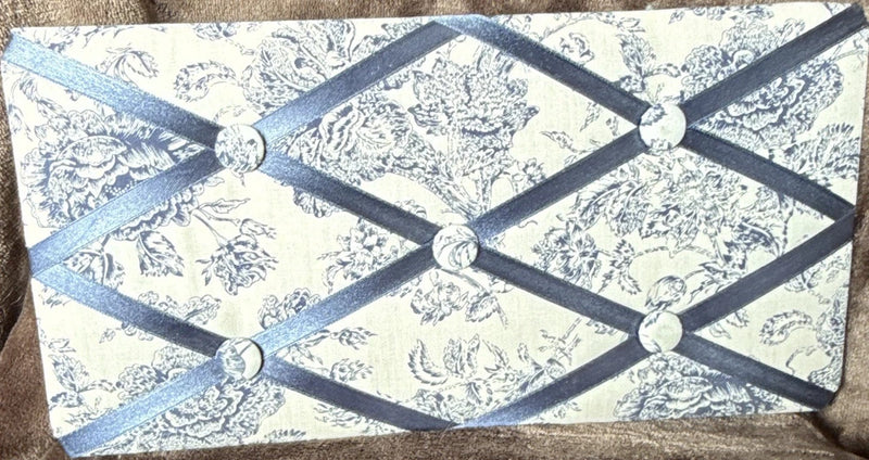 Blue & White Floral Fabric French Memo Board Photo Display Ribbon 12¡±x 6¡± Model
