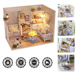 Multicolor Wooden Dollhouse DIY Kit with LED Lighting - Perfect for Kids Ages 3+ Model