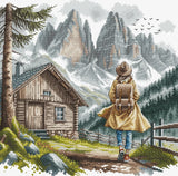 Under the Mountain Sky Counted Cross Stitch Kit DIY Needlework Embroidery Craft Model
