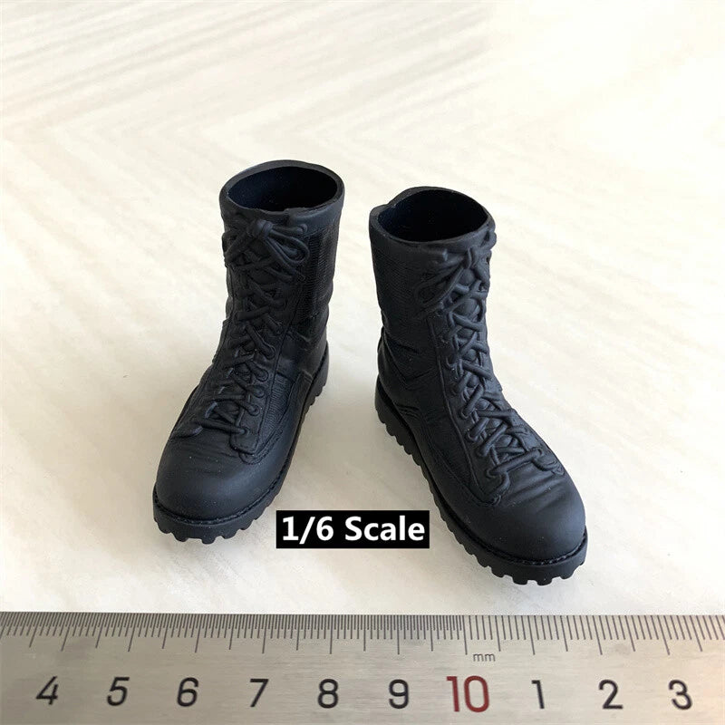 1/6th Black Hollow Combat Boots Model Soldier Accessory for 12'' Action Figure Model