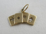 VINTAGE 14K Gold Playing Cards Suits charm Gamblers Casino Small/Tiny (0.71 Gr) Charms
