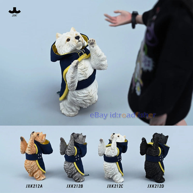 JXK 1/6 West Highland White Terrier Dog Model Collection Scene Decor Painted Model