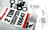 Repair Kit For SNAP-ON YA642 2 Ton Floor jack-Decal- Freeze plugs-Manual Model
