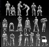 1/35 Scale WwII Laboring Miners 19 Figures Model Kit Resin Printed Model