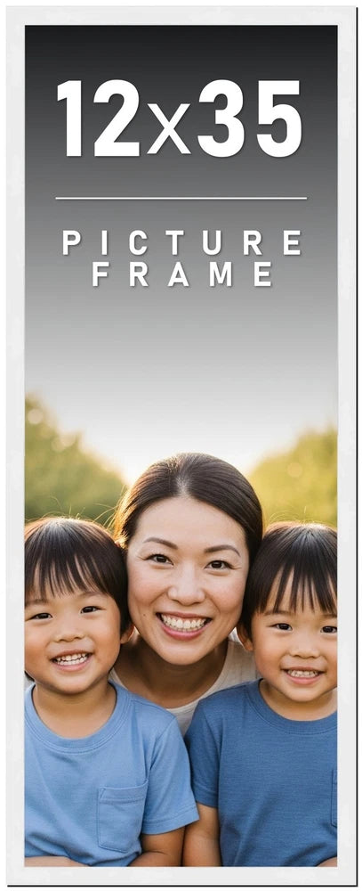 12x35 Frame White Wood Picture Photo Frame with UV Acrylic and Acid Free Backing Model