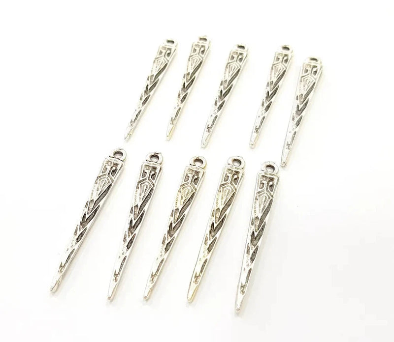 10 Pcs Spike Charms Silver Charms Antique Silver Plated jewelry accessories Charms
