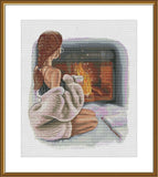 Counted Cross Stitch "The warmth of a home hearth" Embroidery Kit Unprinted Model