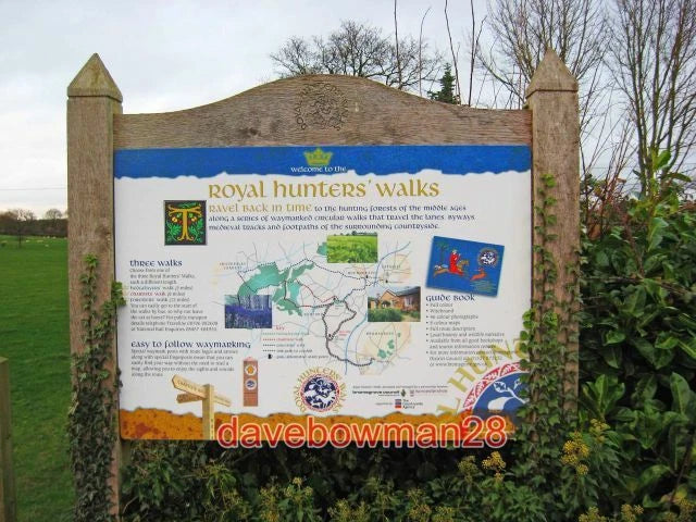 PHOTO  ROYAL HUNTERS WALKS INFORMATION BOARD NEAR DODFORD THIS INFORMATION BOARD Model