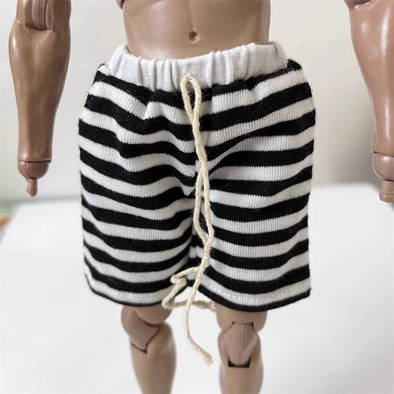 1/6 Male Black And White Striped Beach Pants F 12 ¡°ph Tbl Action Figure Body Model