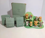 Vtg 1992 Avon Best Buddies Complete Porcelain Figurine Set Tree Display Box NOS Model