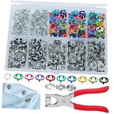 Goldduo 9.5mm Hollow Metal Snap Fasteners Kit with 100 Sets - Colorful Model