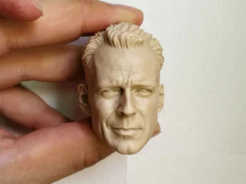 1/6 Unpainted Bruce Willis Head Model For 12" Male Action Figure Body Toys Model