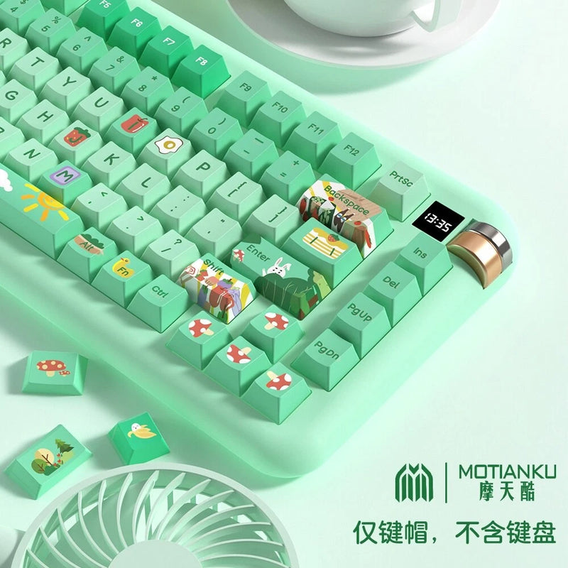 Green Forest Party Keycap 138/158 Keys PBT Cherry H for Mechanical KEYBOARD Gift Model