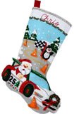 SALE - Holiday Speedway - Felt Applique Christmas Stocking Kit  Bucilla 89747 Model