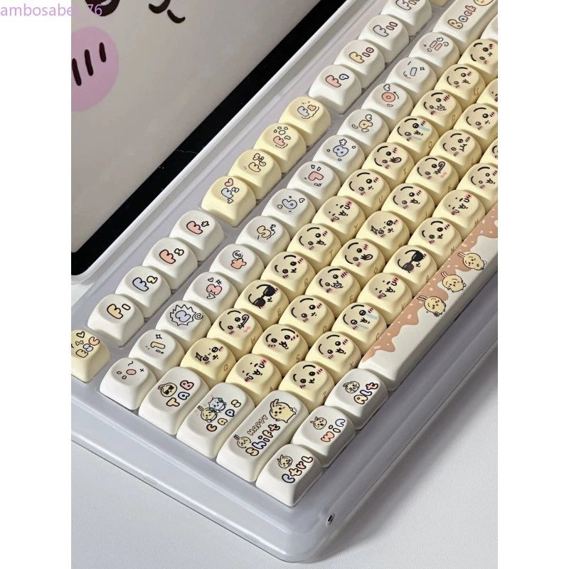 Chiikawa Usagi Keycaps 131 Keys PBT For Mechanical Keyboard Birthday Gift Decor Model