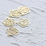 40 Pieces Raw Brass Flower Charm - Rose 13x14mm (3900C) Charms