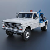 3D Printed F-350 Wrecker 1969 Car Model White PLA Scale Choice Model