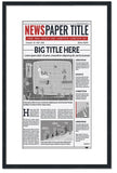 Solid Wood Newspaper Frame With Mat Matte Black Finish Size 11x17 Model