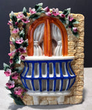 1994 Capodimonte Italy Porcelain Balcony Window Flowers Figurine Vintage Model