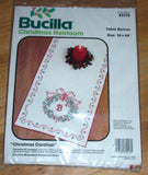 Bucilla Cross Stitch Christmas Heirloom Table Runner Kit Holly Wreath NEW 82218 Model