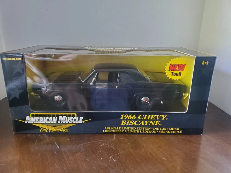 ERTL 1:18 Scale American Muscle 1966 Chevy Biscayne Diecast Model Car Black Model