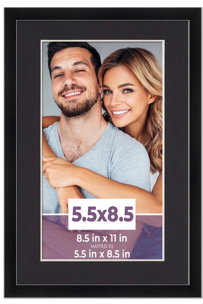 5.5x8.5 Frame Black With Black Picture Mat For 5.5x8.5 Photo - Black 8.5x11 Fram Model