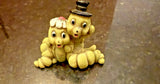 Vintage Inchworm Bride & Groom Figurines Wedding Couple Miniature 1" Tall Model