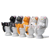 Miniature Cat Home Garden D¨¦cor Desktop Ornaments Cat Sitting On Toilet Model
