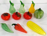 Vtg 10 Murano Style Hand Blown Heavy Art GLASS Vegetables Figurines Display *EUC Model