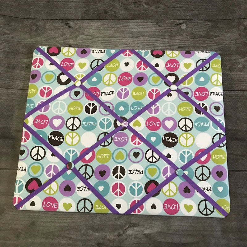 Peace Sign Graphic Fabric French Memo Memory Picture Board SEE NOTES Model