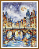 DIY Tinted canvas cross stitch kit Night City Lights Craft Gift Model