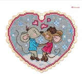 DIY Cross Stitch Kit Valentine's Day Mice on Wood Cross Stitch Craft Set Model