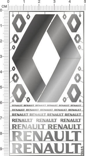chrome(metal) decals RENAULT for different scales model kits (Silver) 3985 Model