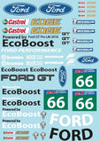 Sticker Decal Sheet for 1/10 Ford GT on clear vinyl p1349 Model