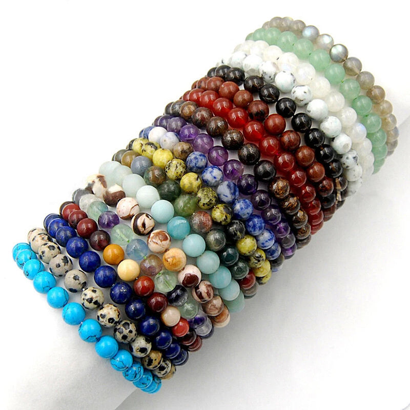 8mm Handmade Mixed Natural Gemstone Round Beads Stretchy Bracelet Healing Reiki Charms