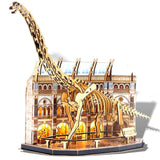 Wooden 3D Puzzles Mechanical Miniature Dinosaur Museum Building Model DIY Gift Model