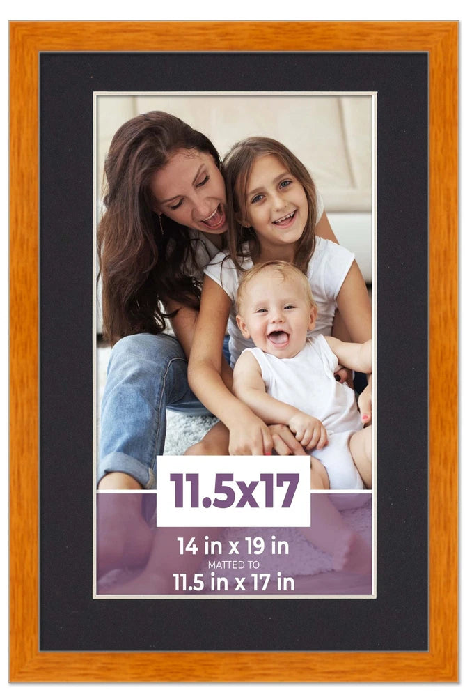 11.5x17 Frame Honey Pecan With Black Picture Mat For 11.5x17 Photo - Honey Pecan Model