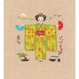 Le Bonheur des Dames counted cross stitch kit "Green Kimono", 12x12cm, DIY Model