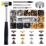 120 Sets Heavy Duty Snap Fasteners Kit Metal Buttons w/ Hammer DIY Leather Craft Model