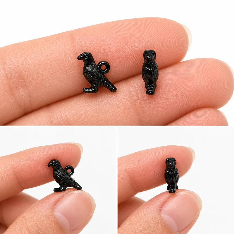 Black Raven Charms 16mm Wholesale Enamel Crow Pendants C7669 - 2, 5 Or 10PCs Charms