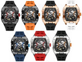 Unisex Fully HP Automatic Mechanical Skeleton Barrel Alloy Watch 7 Dif. Colors Model