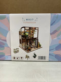 DIY Coffee House Building Kit Set With Lighting, Music And Clear Dust Cover M027 Model