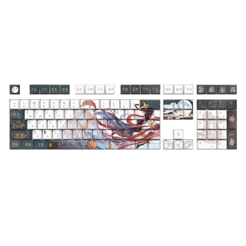 Thick PBT 108 Key Keycap Set Featuring Chinese Theme For Mechanical Keyboards Model